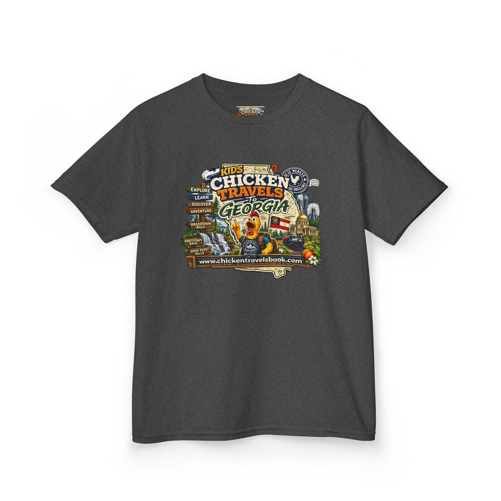 Kids "Chicken Travels Georgia" Graphic Tee — Cute Travel Map T‑Shirt for Kids