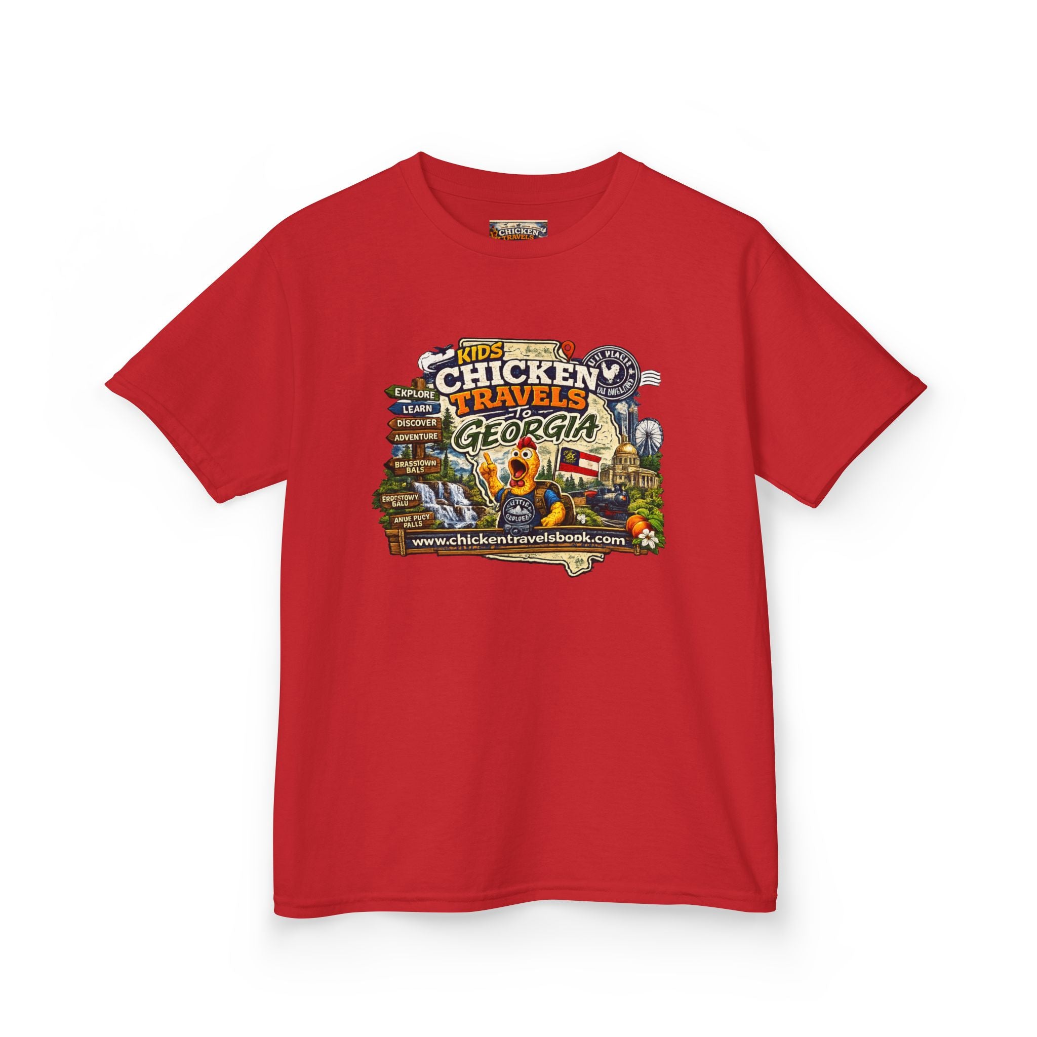 Kids "Chicken Travels Georgia" Graphic Tee — Cute Travel Map T‑Shirt for Kids