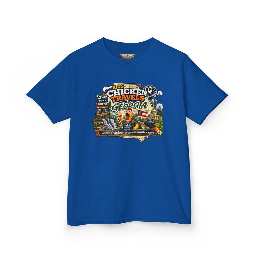 Kids "Chicken Travels Georgia" Graphic Tee — Cute Travel Map T‑Shirt for Kids