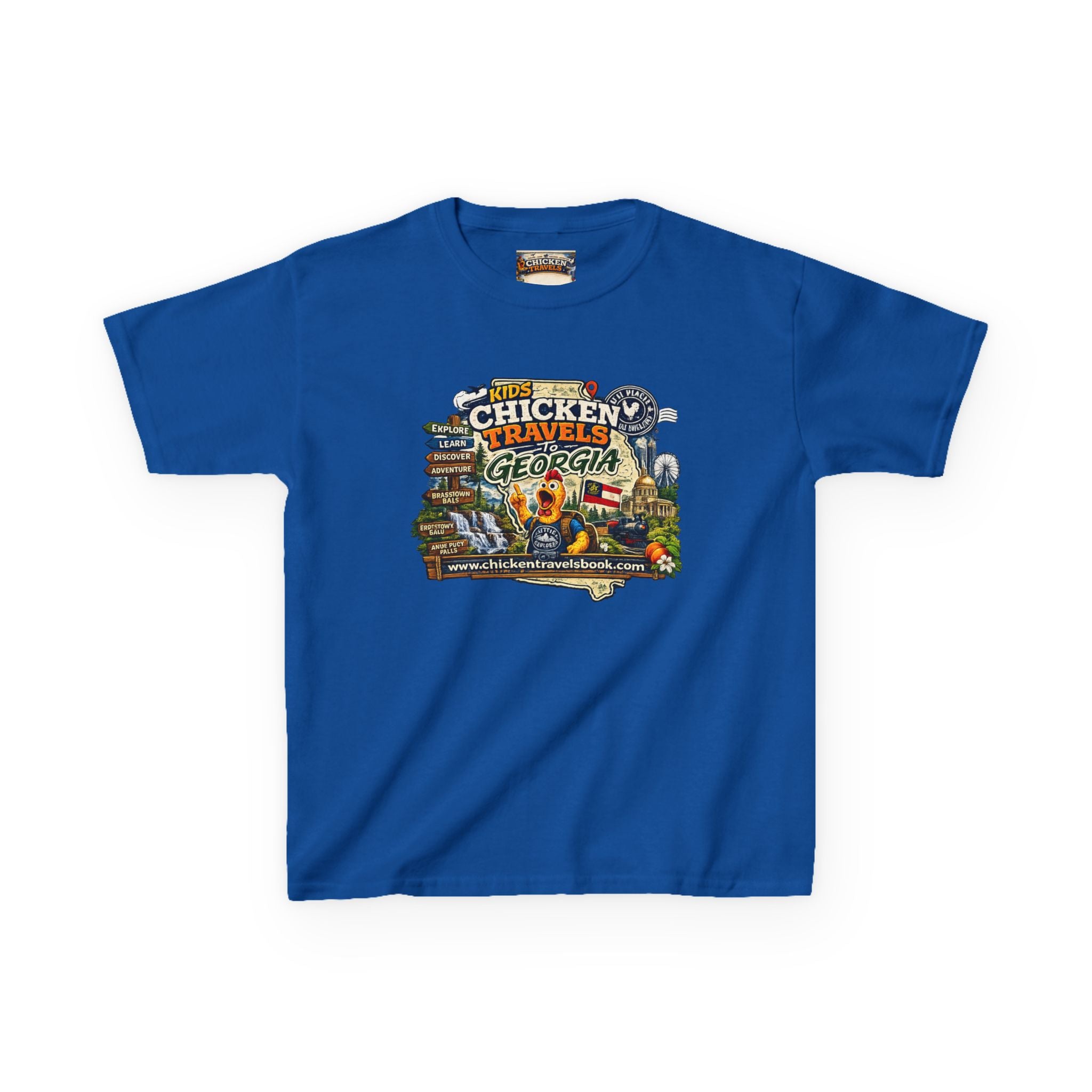 Kids "Chicken Travels Georgia" Graphic Tee — Cute Travel Map T‑Shirt for Kids