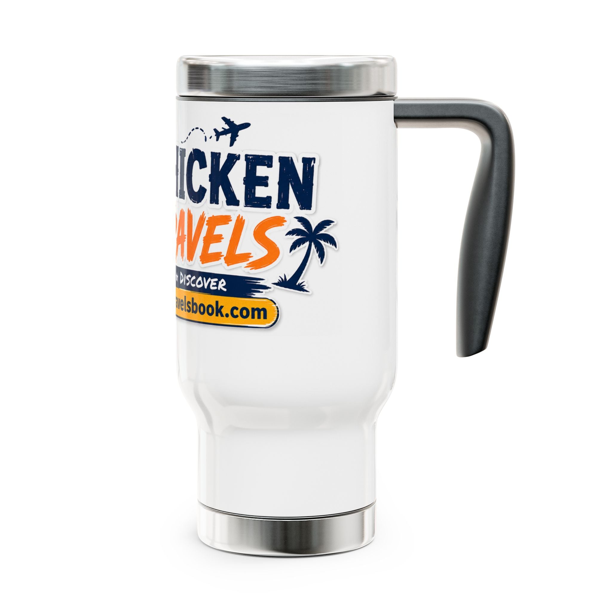 Chicken Travels 14oz Stainless Steel Travel Mug with Handle — I  Chicken Travels Design