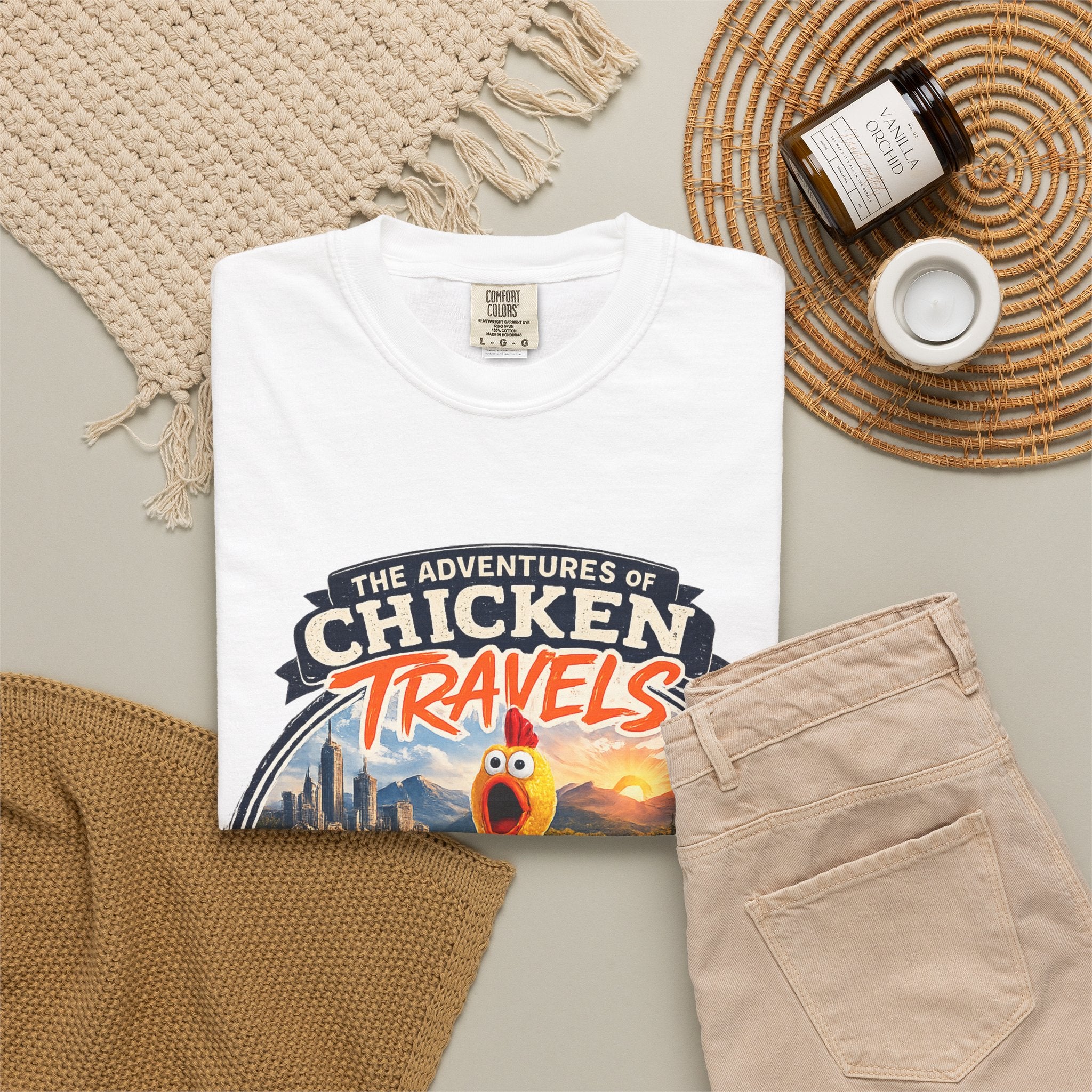 Chicken Travels Vintage Travel T-Shirt — "The Adventures of Chicken Travels" Tee