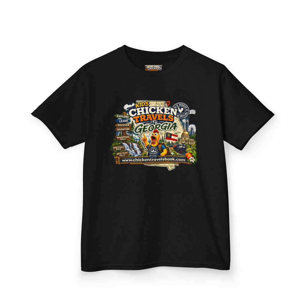 Kids "Chicken Travels Georgia" Graphic Tee — Cute Travel Map T‑Shirt for Kids