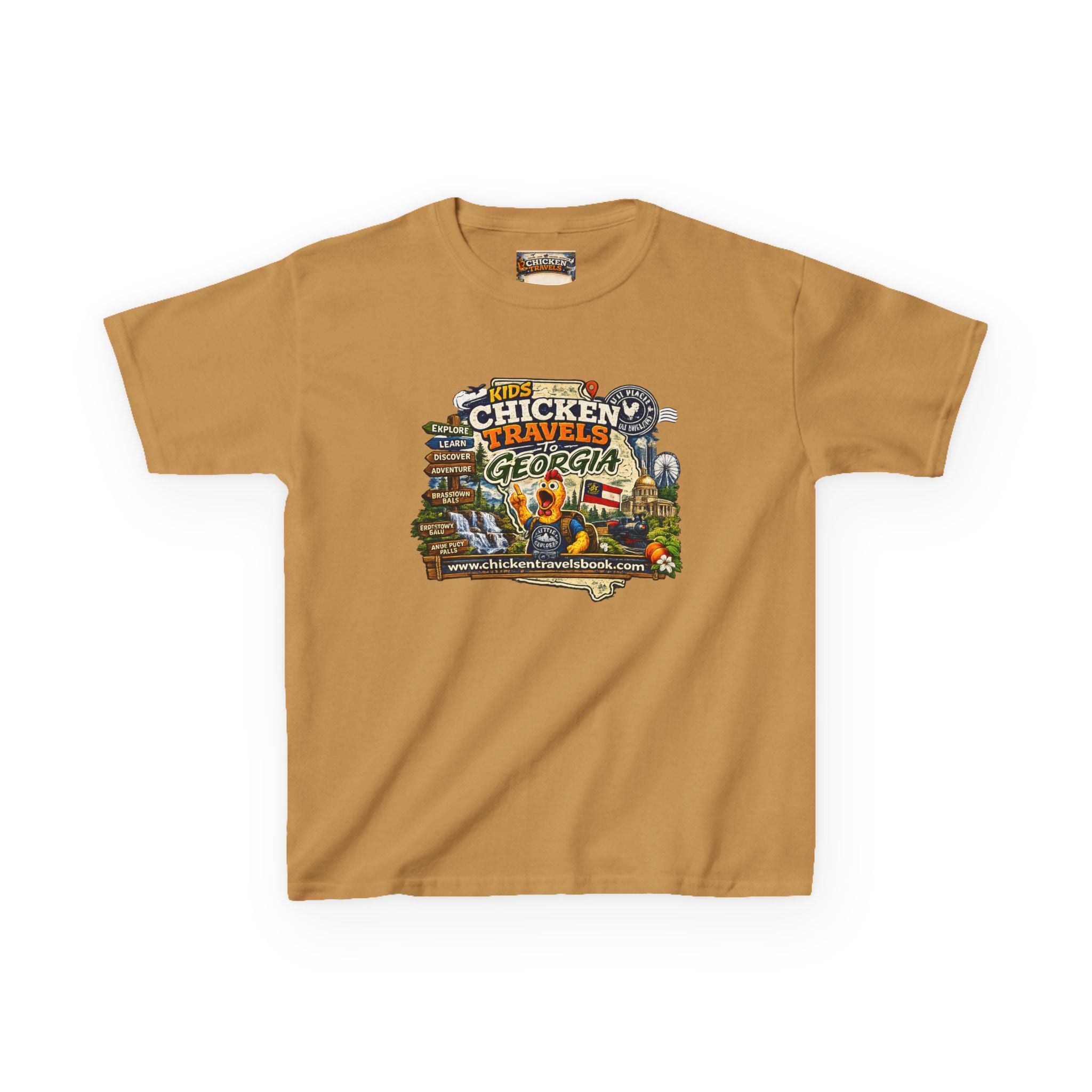 Kids "Chicken Travels Georgia" Graphic Tee — Cute Travel Map T‑Shirt for Kids