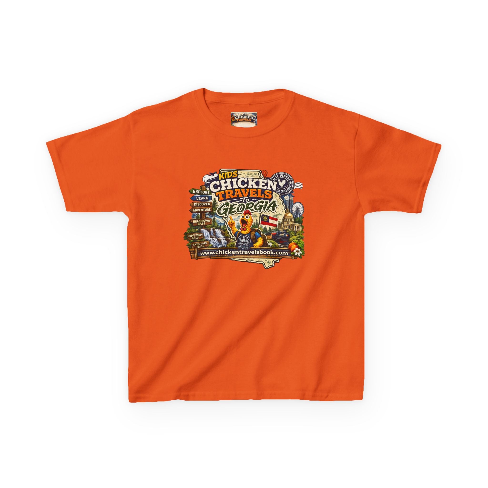 Kids "Chicken Travels Georgia" Graphic Tee — Cute Travel Map T‑Shirt for Kids