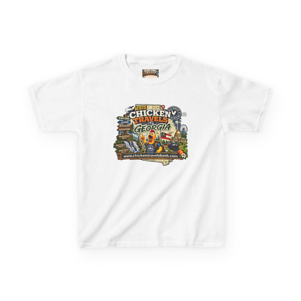 Kids "Chicken Travels Georgia" Graphic Tee — Cute Travel Map T‑Shirt for Kids