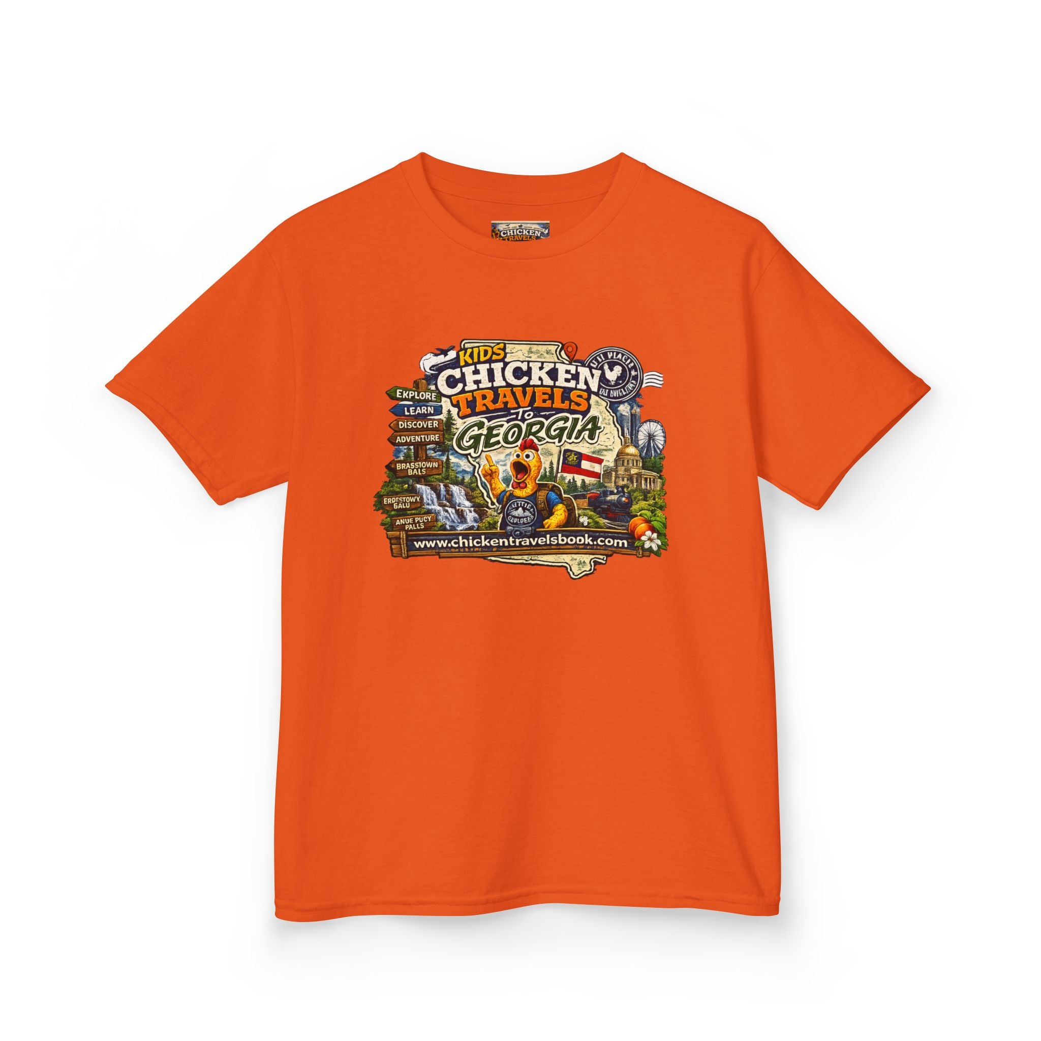 Kids "Chicken Travels Georgia" Graphic Tee — Cute Travel Map T‑Shirt for Kids