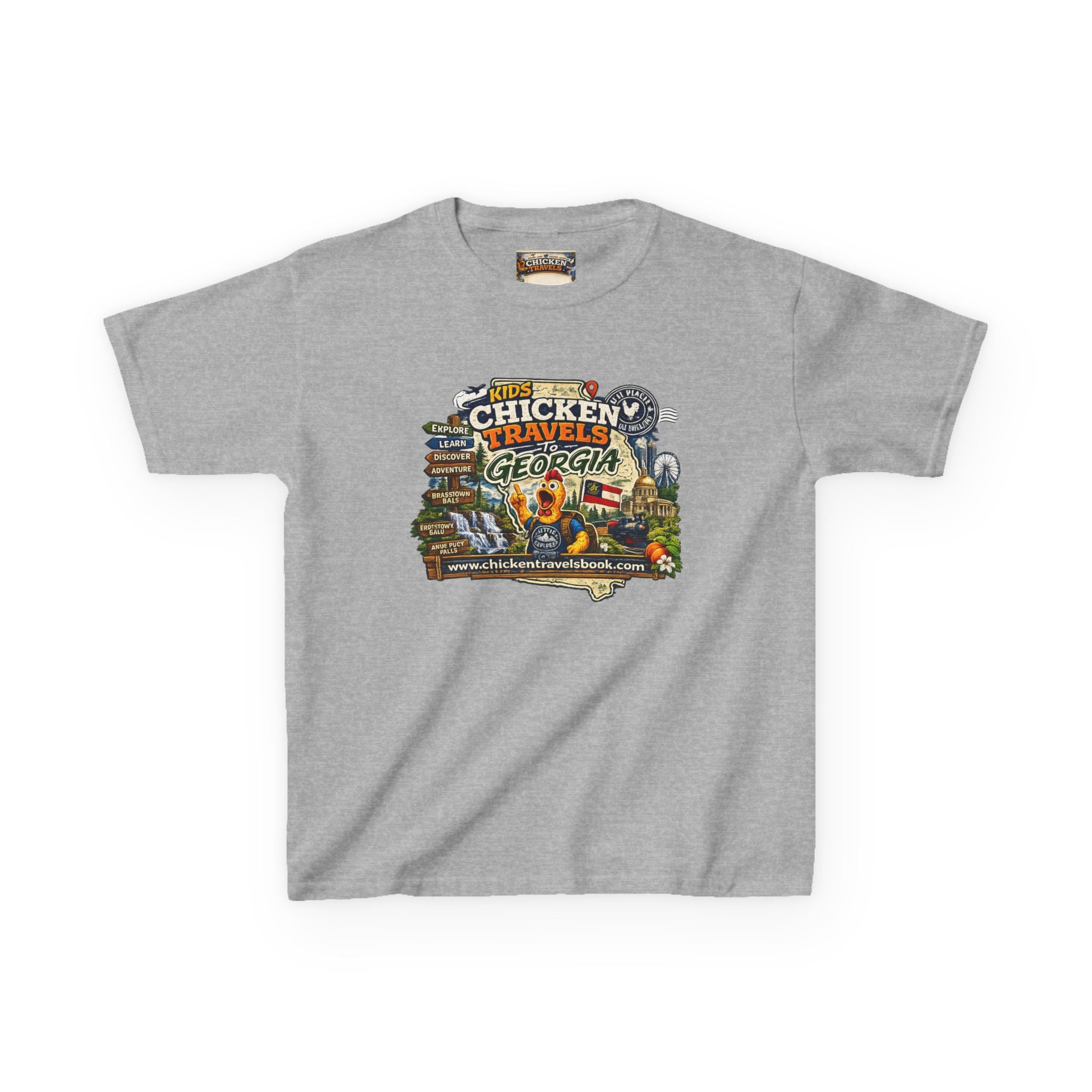 Kids "Chicken Travels Georgia" Graphic Tee — Cute Travel Map T‑Shirt for Kids