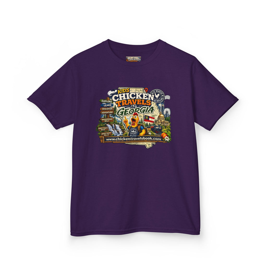 Kids "Chicken Travels Georgia" Graphic Tee — Cute Travel Map T‑Shirt for Kids