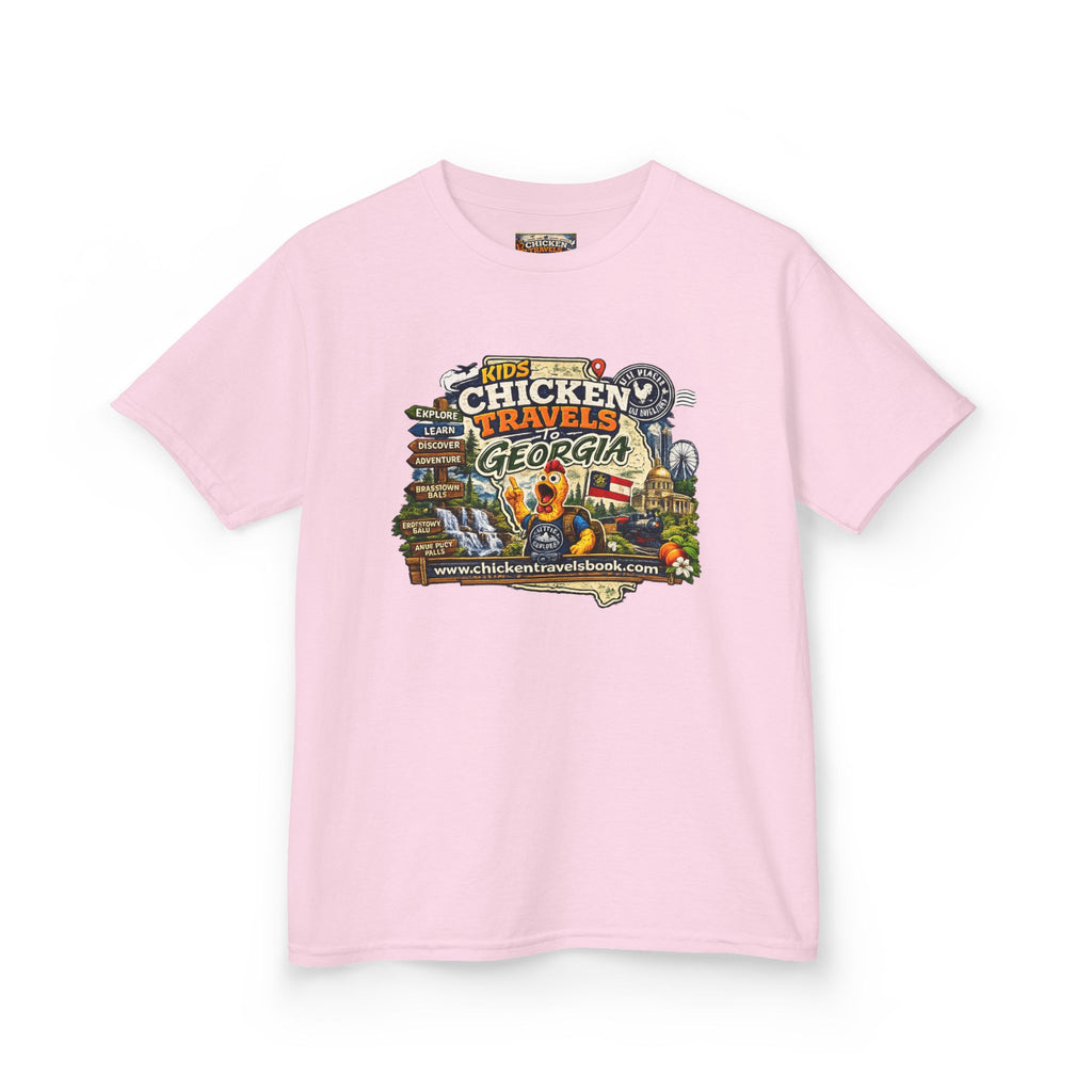 Kids "Chicken Travels Georgia" Graphic Tee — Cute Travel Map T‑Shirt for Kids
