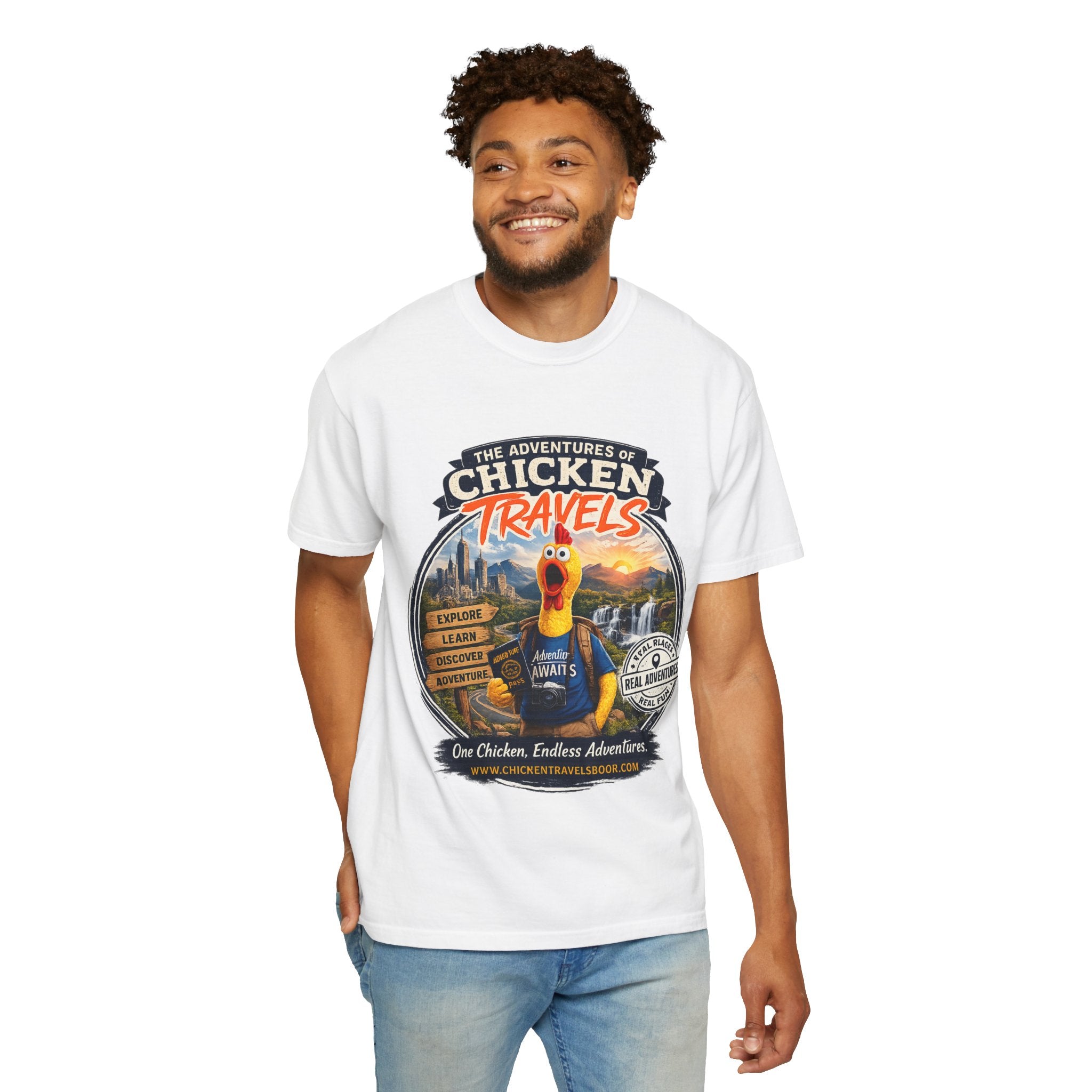 Chicken Travels Vintage Travel T-Shirt — "The Adventures of Chicken Travels" Tee