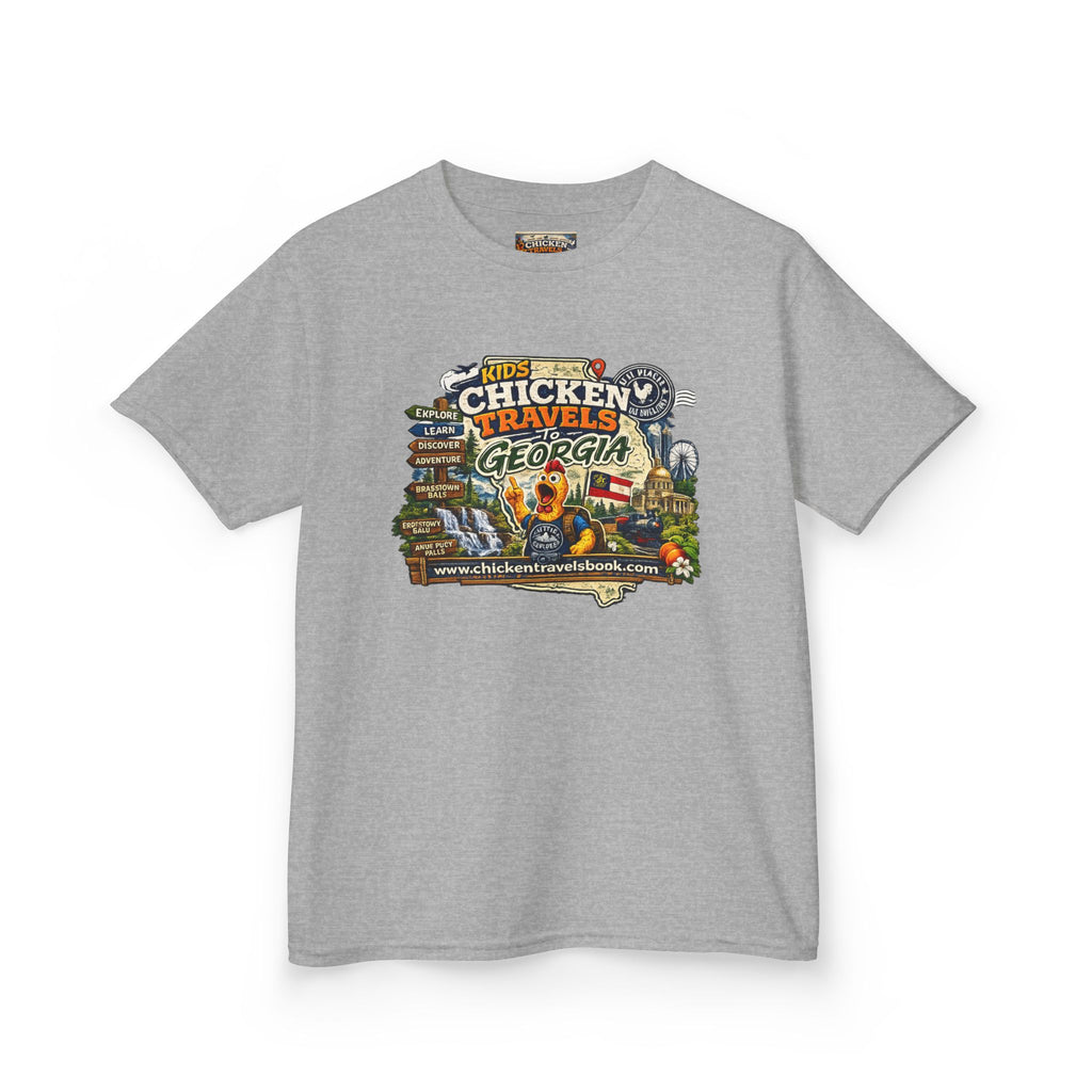 Kids "Chicken Travels Georgia" Graphic Tee — Cute Travel Map T‑Shirt for Kids