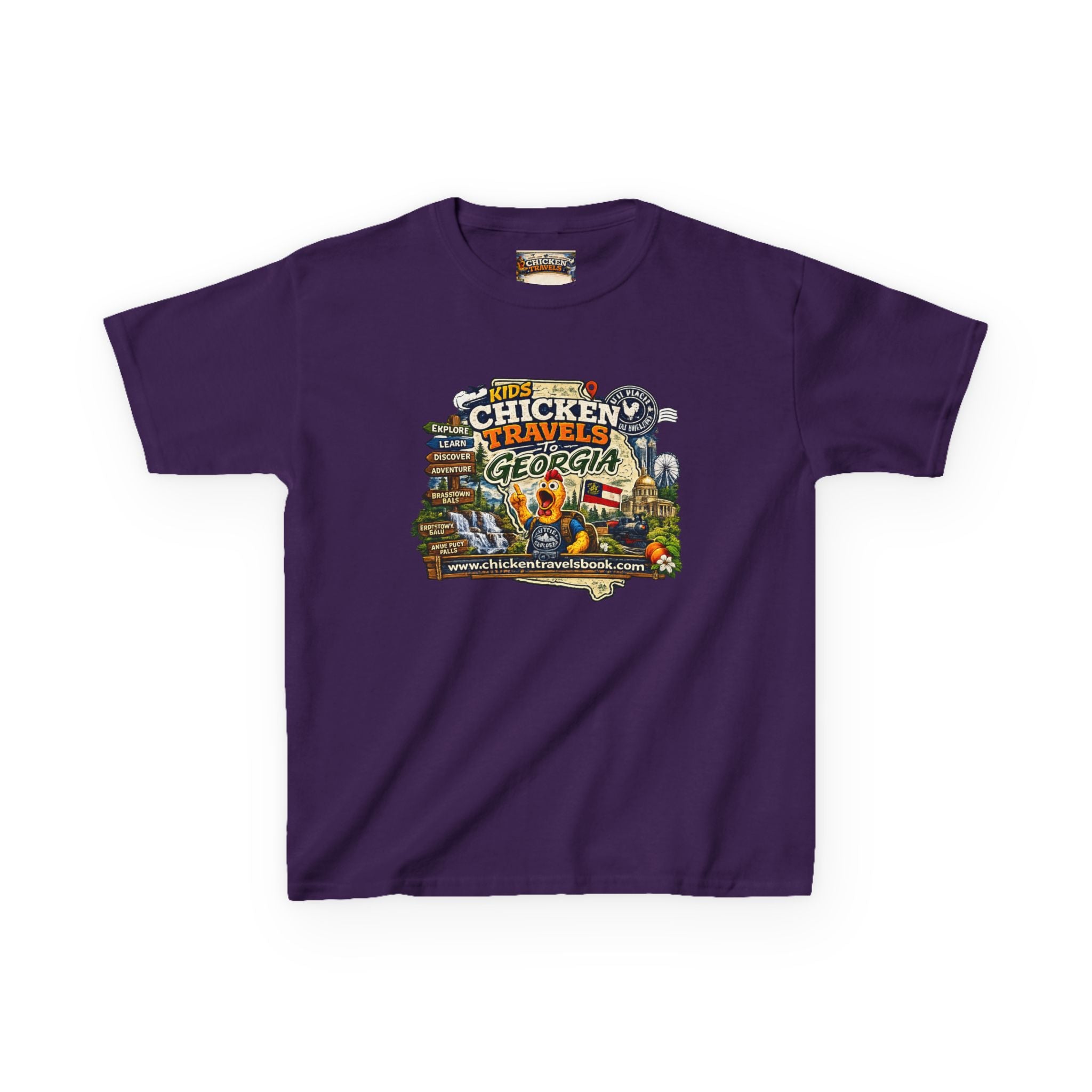 Kids "Chicken Travels Georgia" Graphic Tee — Cute Travel Map T‑Shirt for Kids