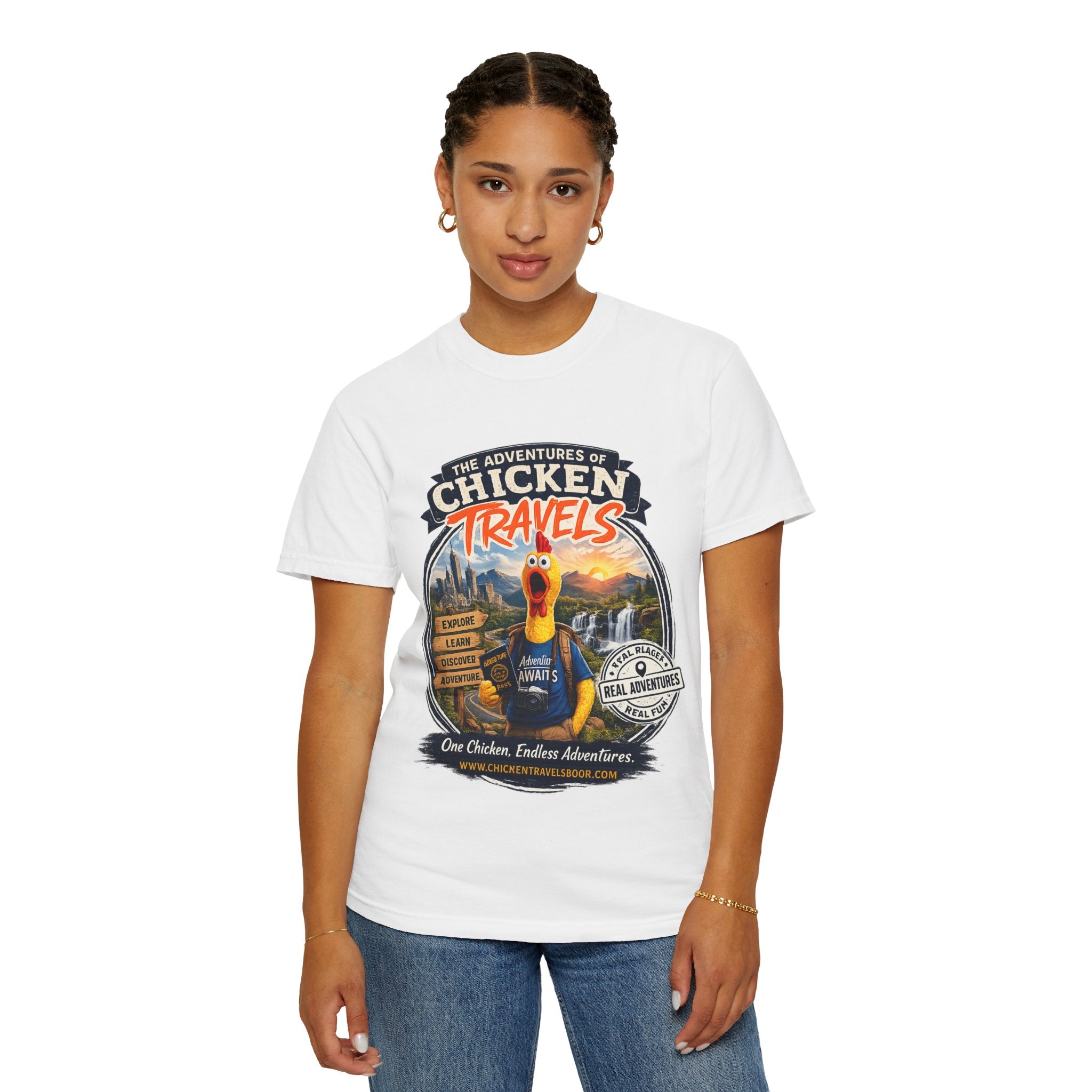 Chicken Travels Vintage Travel T-Shirt — "The Adventures of Chicken Travels" Tee
