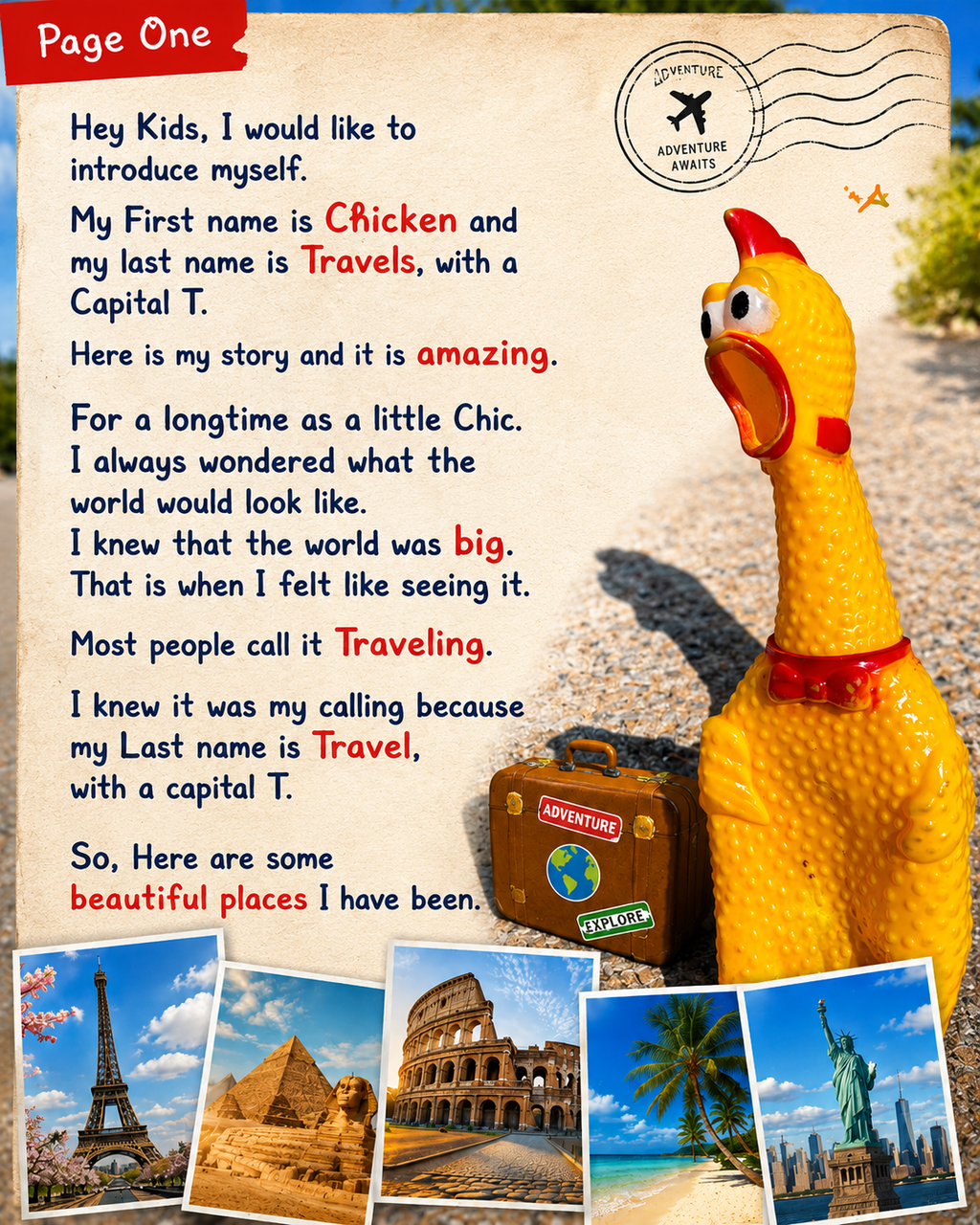 The Adventures of Chicken Travels | Educational Travel Books for Kids
